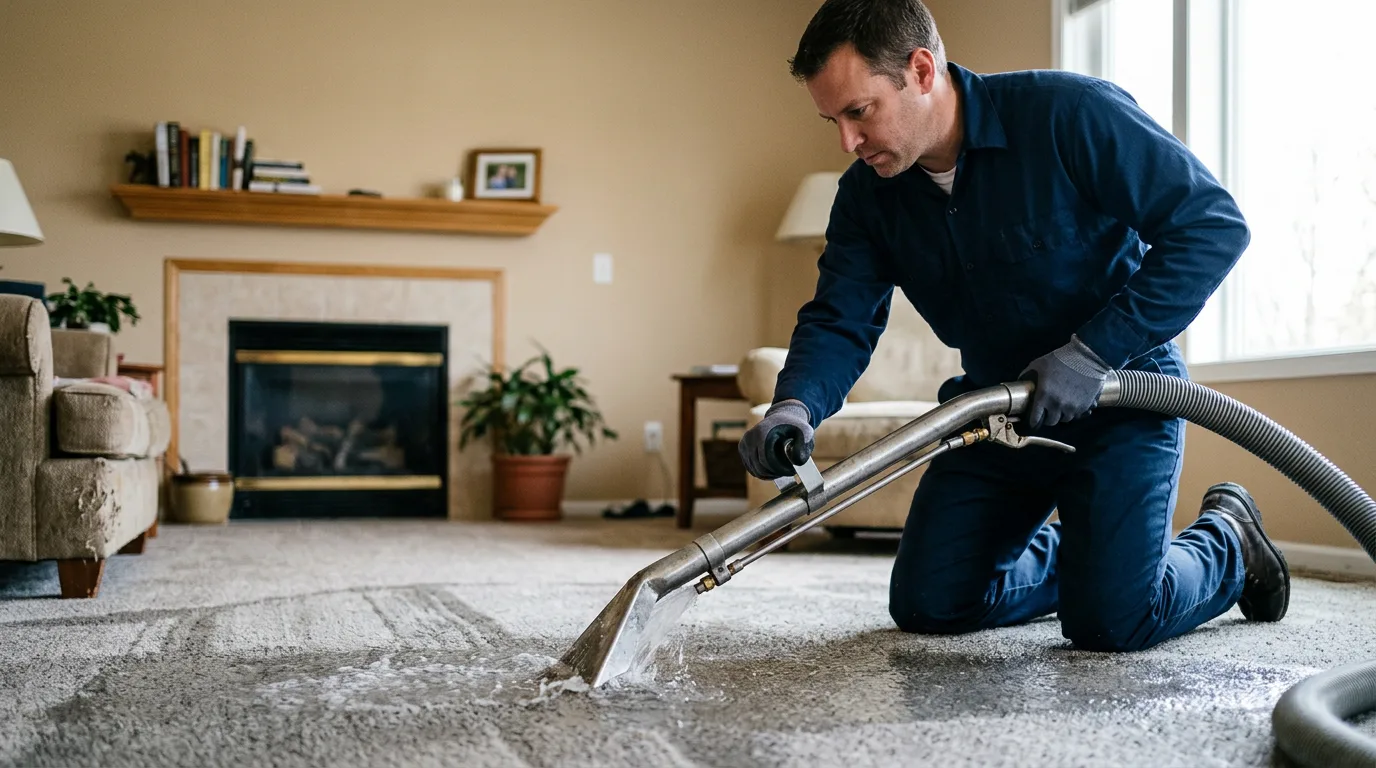Water damage restoration technician working near Newberry, IN